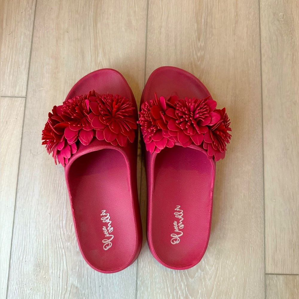 Hot pink platform slides